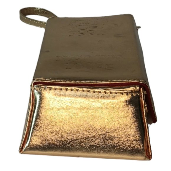 Gold Bar Purse Wristlet Clutch with Red Interior - Picture 12 of 12